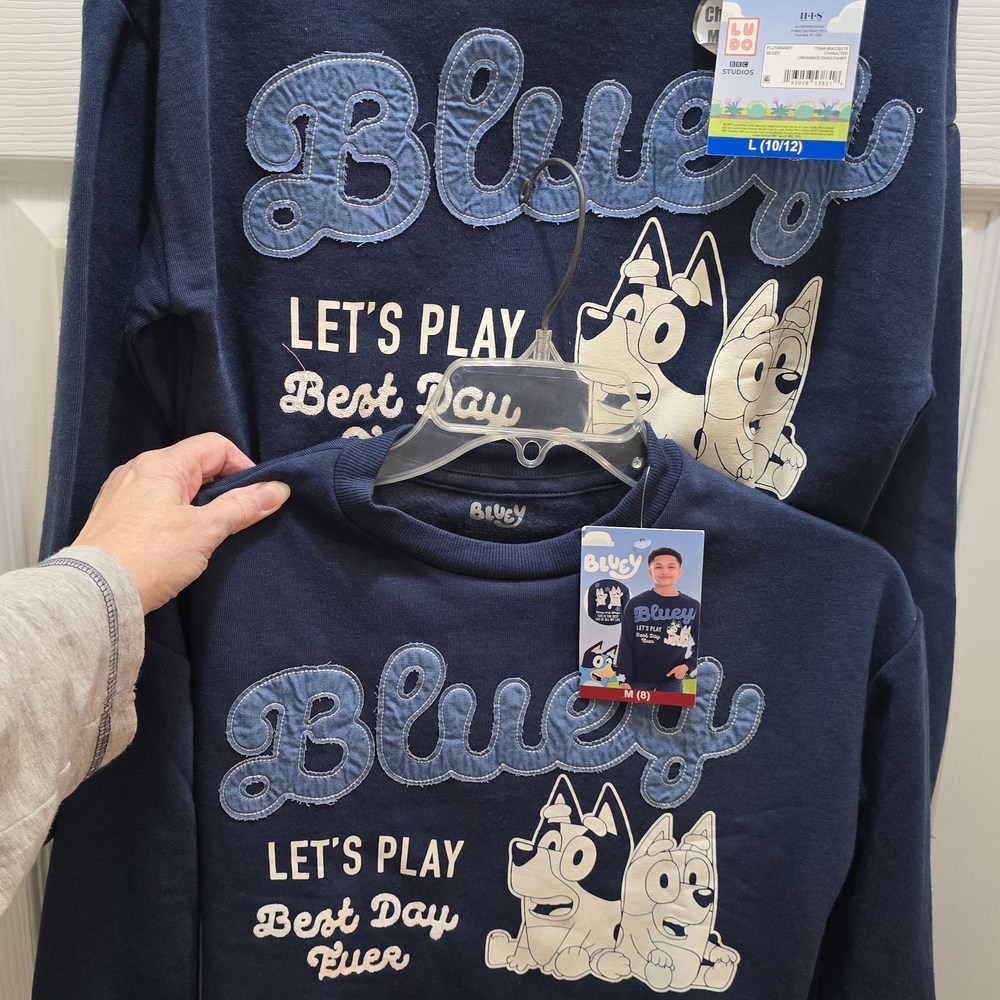 Bluey Kids Navy Sweatshirt - Let's Play Design, M OR L, Price Is For 1